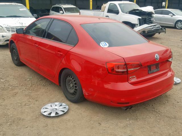 3VW1K7AJ5FM311988 - 2015 VOLKSWAGEN JETTA BASE Կարմիր լուսանկար 3