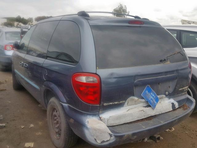 1C4GJ45392B629205 - 2002 CHRYSLER VOYAGER LX BLUE photo 3