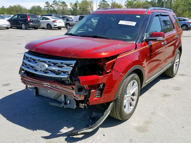 1FM5K7F83JGA12203 - 2018 FORD EXPLORER L RED photo 2