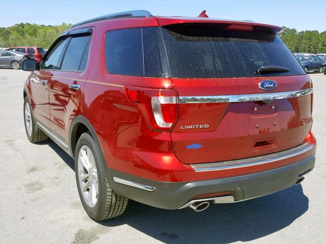 1FM5K7F83JGA12203 - 2018 FORD EXPLORER L RED photo 3