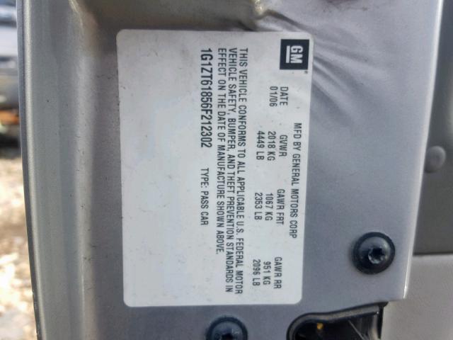 1G1ZT61856F212302 - 2006 CHEVROLET MALIBU MAX SILVER photo 10