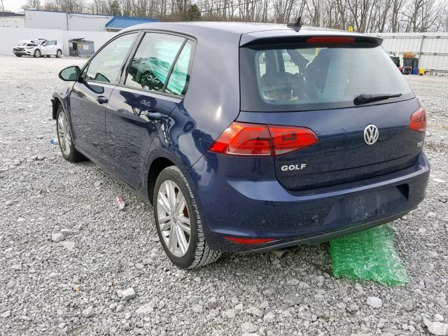 3VW2A7AU8FM035534 - 2015 VOLKSWAGEN GOLF TDI BLUE photo 3