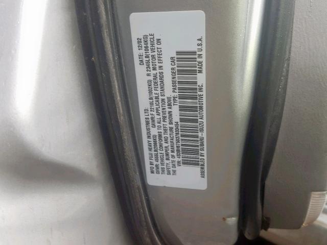 4S3BH675037633454 - 2003 SUBARU LEGACY OUT GRAY photo 10