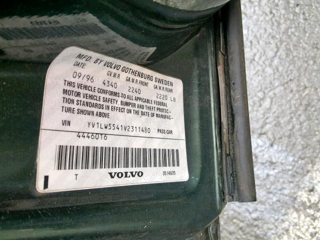 YV1LW5541V2311480 - 1997 VOLVO 850 GREEN photo 10