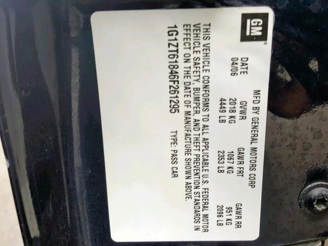 1G1ZT61846F261295 - 2006 CHEVROLET MALIBU MAX ლურჯი ფოტო 10