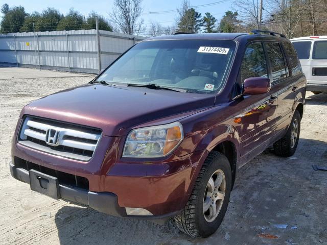 2HKYF18587H501612 - 2007 HONDA PILOT EXL BURGUNDY photo 2