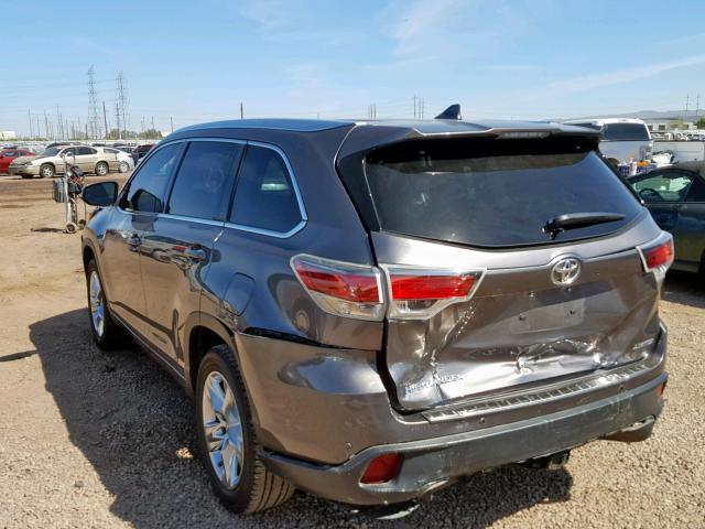 5TDYKRFH6FS091943 - 2015 TOYOTA HIGHLANDER GRAY photo 3