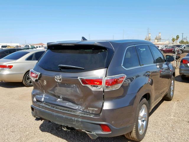 5TDYKRFH6FS091943 - 2015 TOYOTA HIGHLANDER GRAY photo 4