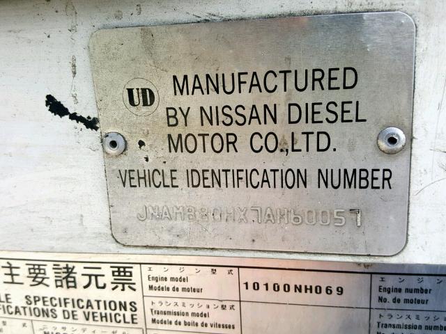 JNAMB80HX7AH60057 - 2007 NISSAN DIESEL UD2000 WHITE photo 10