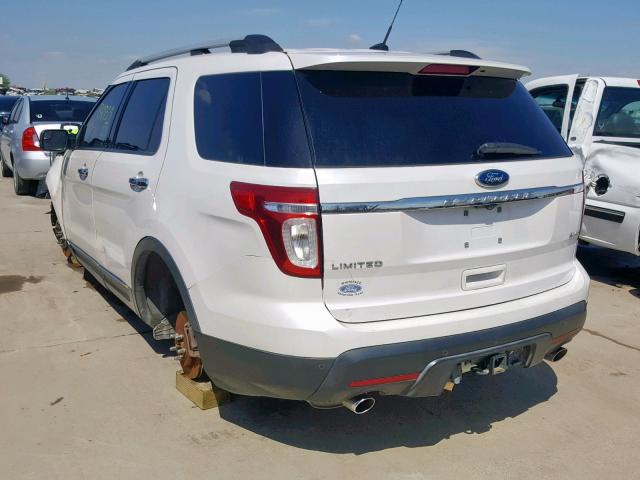 1FMHK8F84BGA00694 - 2011 FORD EXPLORER L WHITE photo 3