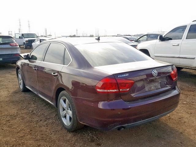 1VWAT7A38EC021534 - 2014 VOLKSWAGEN PASSAT S MAROON photo 3