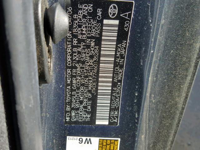 JTKDE177460135284 - 2006 TOYOTA SCION TC GRAY photo 10