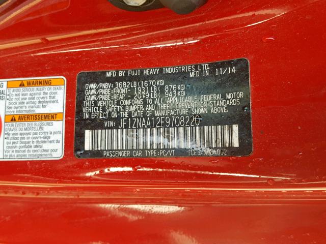 JF1ZNAA12F9708220 - 2015 TOYOTA SCION FR-S RED photo 10