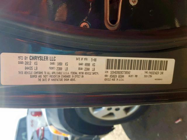 1B3HB28B28D738502 - 2008 DODGE CALIBER BLACK photo 10