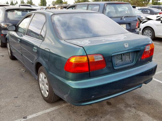 2HGEJ6615YH578416 - 2000 HONDA CIVIC BASE GREEN photo 3