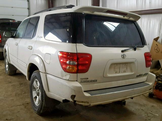 5TDBT48A02S070666 - 2002 TOYOTA SEQUOIA LI WHITE photo 3