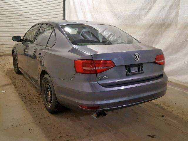 3VW1K7AJ4FM421513 - 2015 VOLKSWAGEN JETTA BASE GRAY photo 3