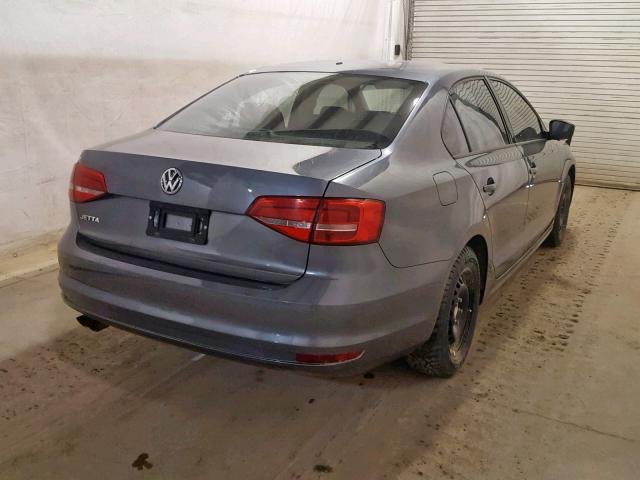3VW1K7AJ4FM421513 - 2015 VOLKSWAGEN JETTA BASE GRAY photo 4