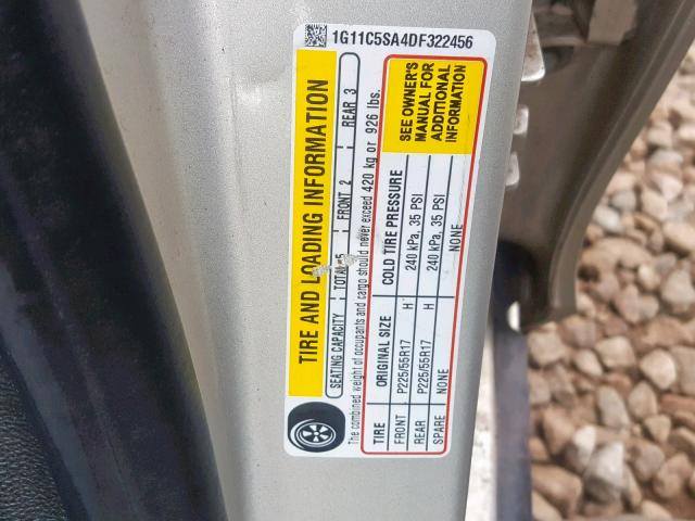 1G11C5SA4DF322456 - 2013 CHEVROLET MALIBU 1LT 银色 照片 10