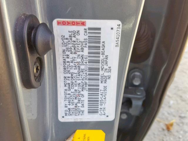 JTHBF30G430104161 - 2003 LEXUS ES 300 GRAY photo 10