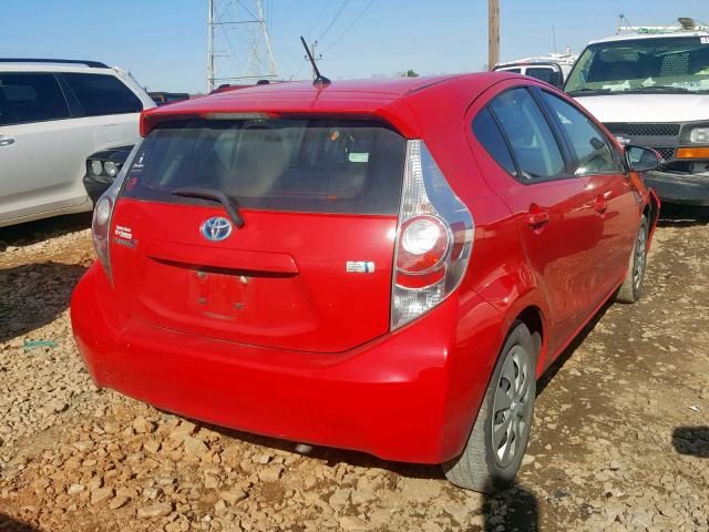 JTDKDTB30D1049088 - 2013 TOYOTA PRIUS C RED photo 4