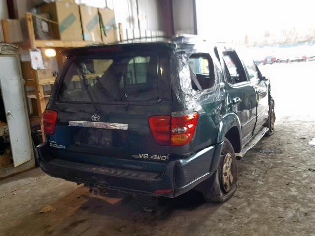 5TDBT48AX2S085580 - 2002 TOYOTA SEQUOIA LI GREEN photo 4