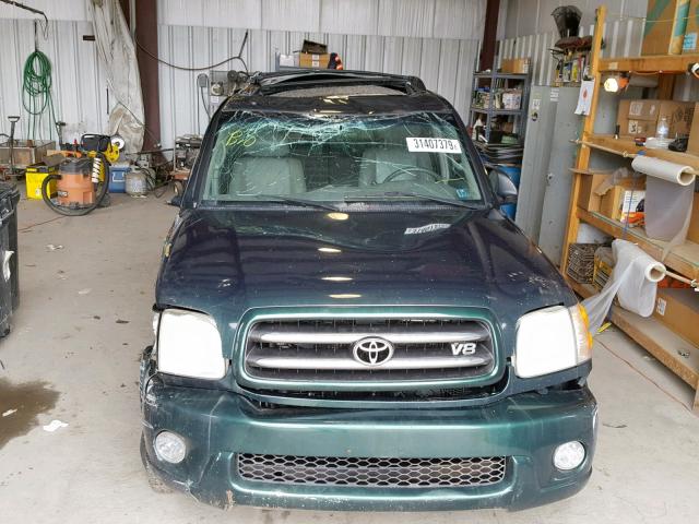 5TDBT48AX2S085580 - 2002 TOYOTA SEQUOIA LI GREEN photo 9