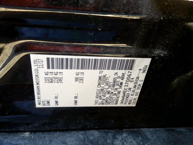 1N4AA6AP8JC370067 - 2018 NISSAN MAXIMA 3.5 BLACK photo 10