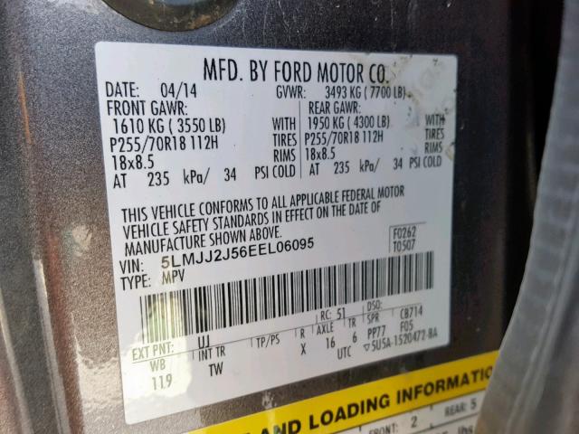 5LMJJ2J56EEL06095 - 2014 LINCOLN NAVIGATOR 灰色 照片 10