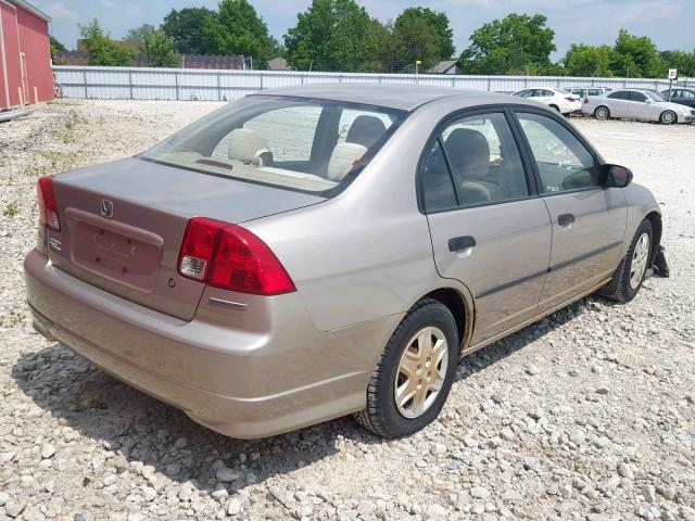 2HGES16365H029756 - 2005 HONDA CIVIC DX V BEIGE photo 4