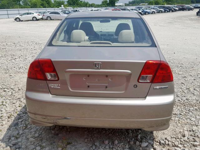 2HGES16365H029756 - 2005 HONDA CIVIC DX V BEIGE photo 9