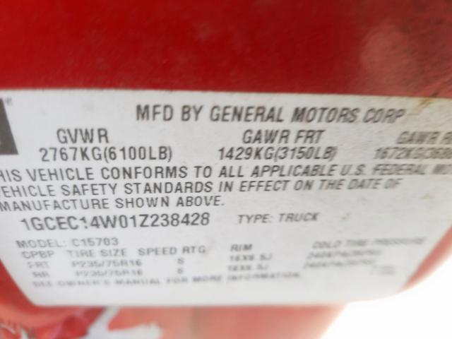 1GCEC14W01Z238428 - 2001 CHEVROLET SILVERADO C1500  photo 10