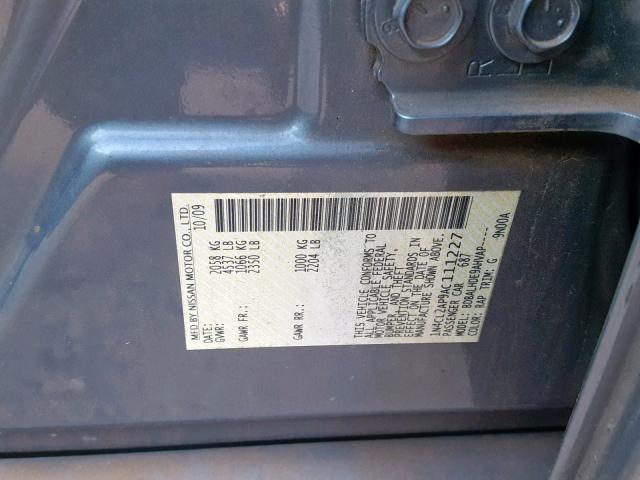 1N4CL2AP9AC111227 - 2010 NISSAN ALTIMA HYB BLUE photo 10