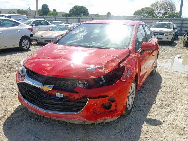 1G1BJ5SMXK7106221 - 2019 CHEVROLET CRUZE RED photo 2