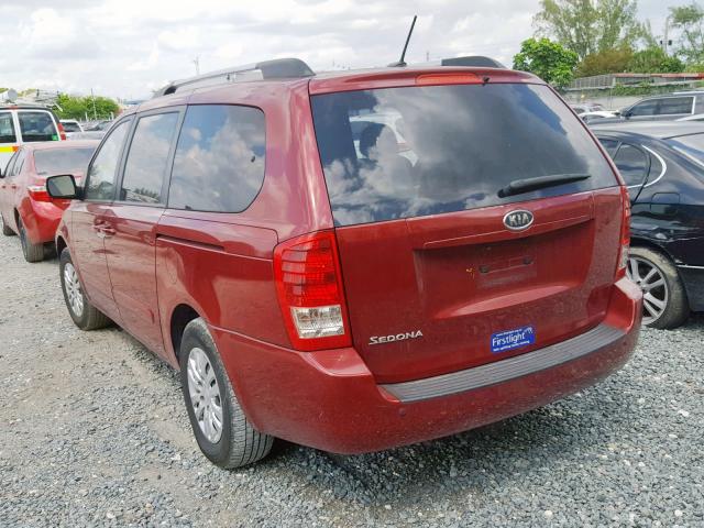 KNDMG4C78C6420264 - 2012 KIA SEDONA LX RED photo 3