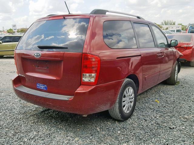 KNDMG4C78C6420264 - 2012 KIA SEDONA LX RED photo 4