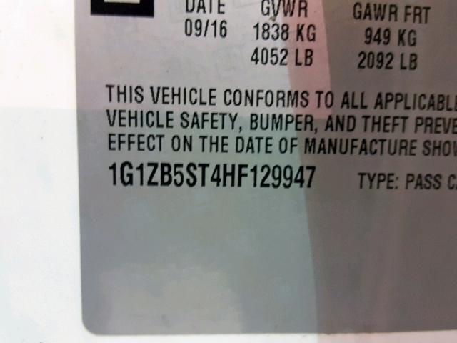 1G1ZB5ST4HF129947 - 2017 CHEVROLET MALIBU LS WHITE photo 10