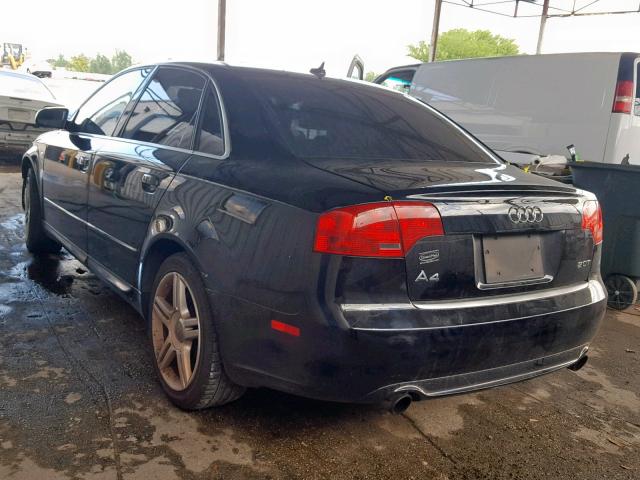 WAUAF78E58A032845 - 2008 AUDI A4 2.0T BLACK photo 3