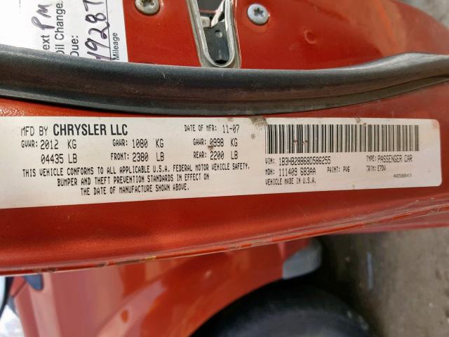 1B3HB28B68D586255 - 2008 DODGE CALIBER ORANGE photo 10