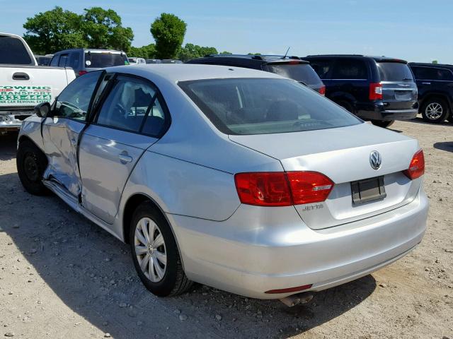 3VW2K7AJ0EM403464 - 2014 VOLKSWAGEN JETTA BASE SILVER photo 3