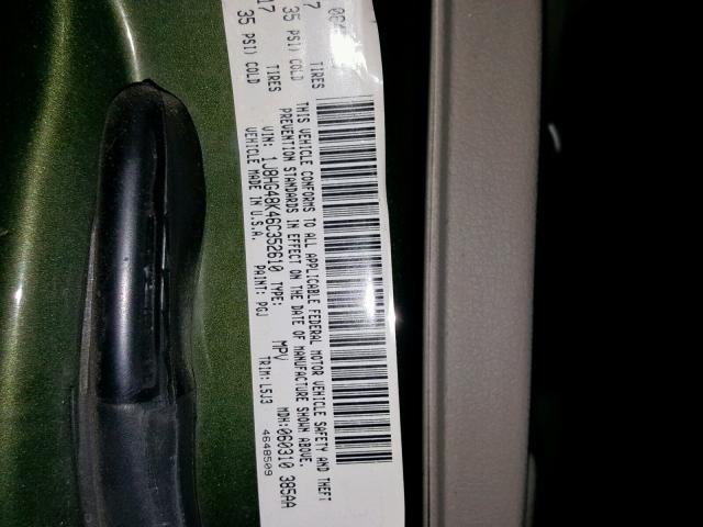 1J8HG48K46C352610 - 2006 JEEP COMMANDER 绿色 照片 10