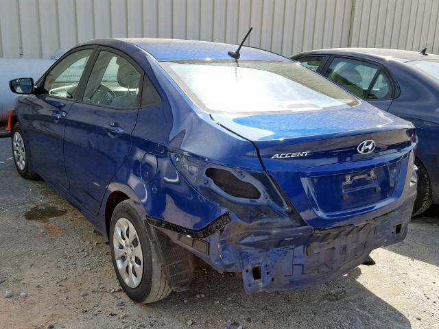 KMHCT4AE5GU161478 - 2016 HYUNDAI ACCENT SE BLUE photo 3