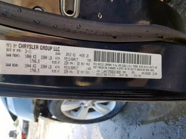 1J4NT1FB3BD213865 - 2011 JEEP COMPASS SP Көк фото 10