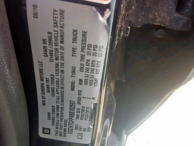 1GCHTCFP4B8102597 - 2011 CHEVROLET COLORADO L BLACK photo 10