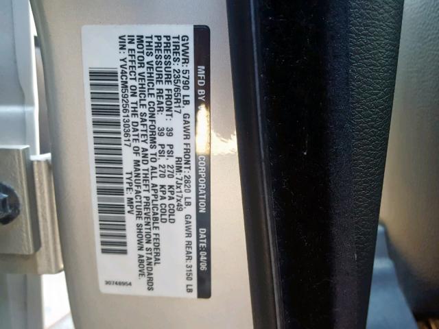 YV4CM592561303617 - 2006 VOLVO XC90 SILVER photo 10