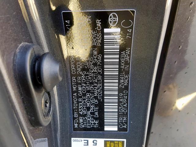 JTDZN3EUXFJ017946 - 2015 TOYOTA PRIUS V GRAY photo 10