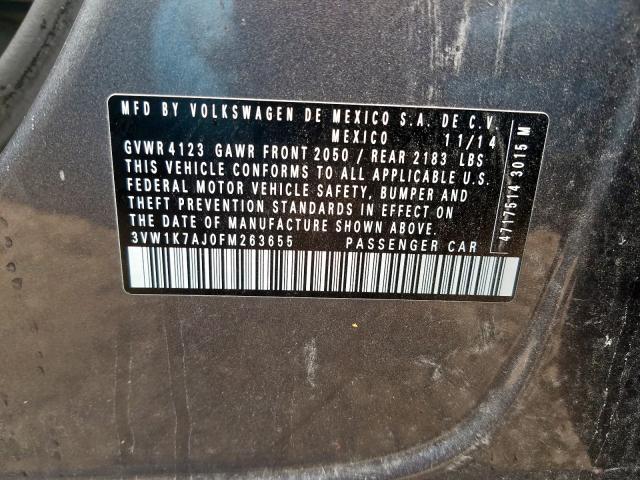 3VW1K7AJ0FM263655 - 2015 VOLKSWAGEN JETTA BASE  照片 10