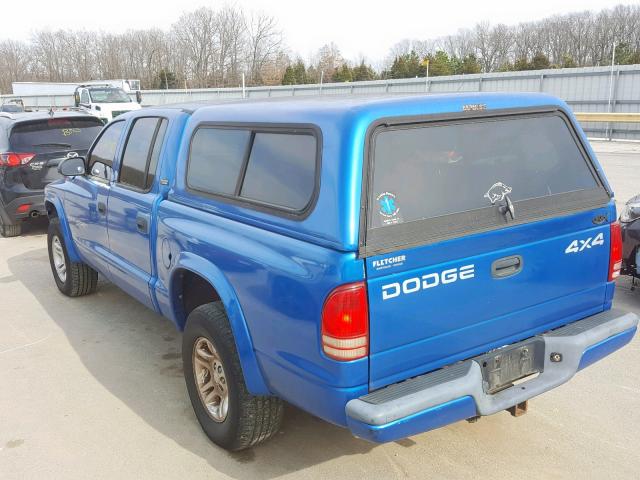 1B7GG2AN81S128931 - 2001 DODGE DAKOTA QUA BLUE photo 3