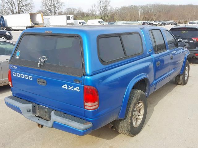 1B7GG2AN81S128931 - 2001 DODGE DAKOTA QUA BLUE photo 4