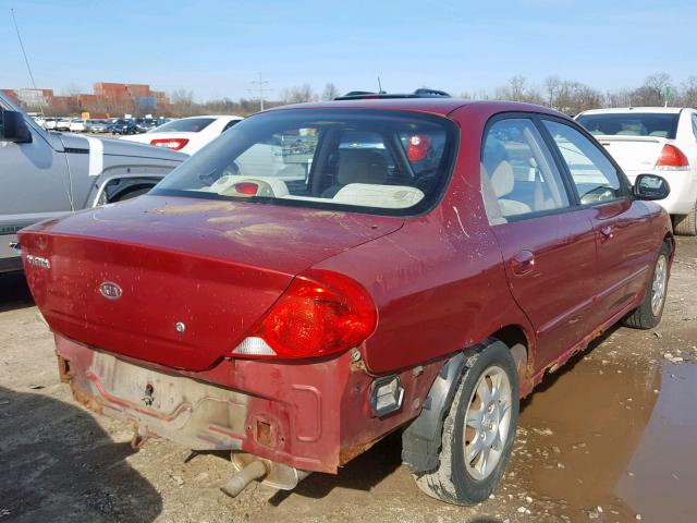 KNAFB121035268244 - 2003 KIA SPECTRA BA MAROON photo 4